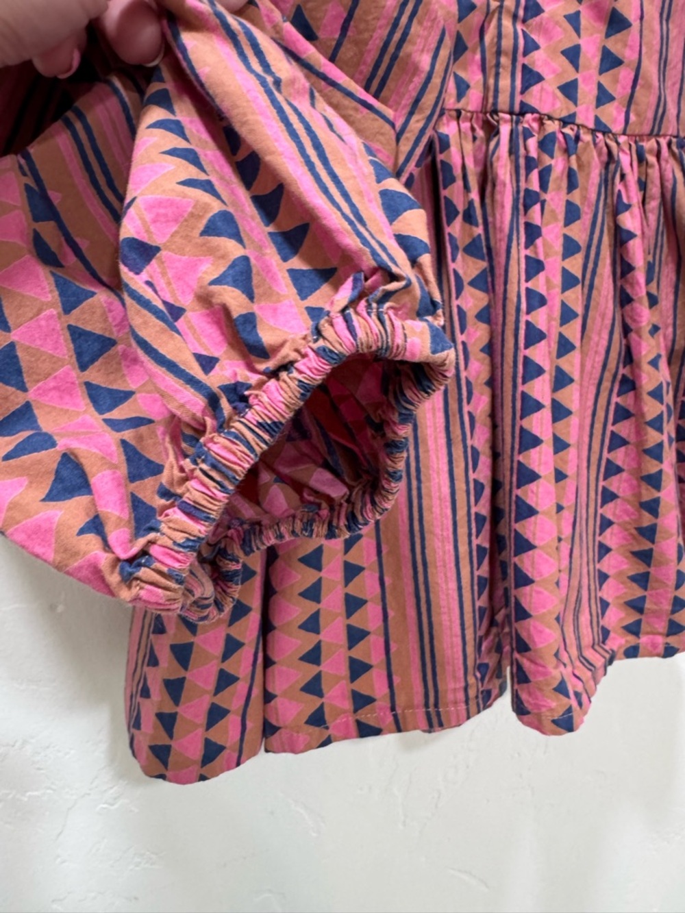 Oliphant Mandarin Balloon Blouse Top Tribal Boho Flowy Small *Button FLAW - Picture 8 of 16
